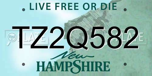 TZ2Q582 New Hampshire License Plate