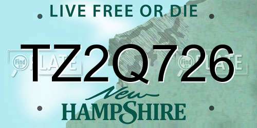 TZ2Q726 New Hampshire License Plate