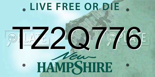 TZ2Q776 New Hampshire License Plate
