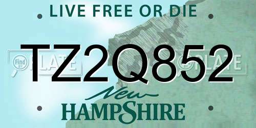 TZ2Q852 New Hampshire License Plate