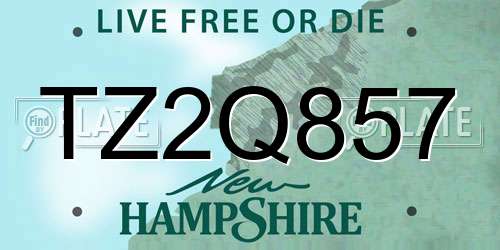 TZ2Q857 New Hampshire License Plate