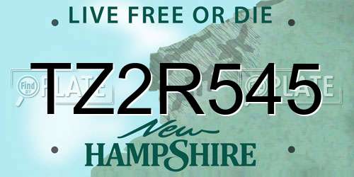 TZ2R545 New Hampshire License Plate