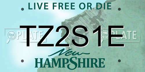 TZ2S1E New Hampshire License Plate
