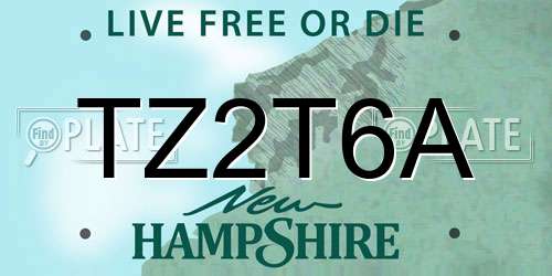 TZ2T6A New Hampshire License Plate