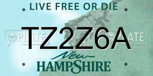 TZ2Z6A New Hampshire License Plate
