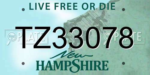 TZ33078 New Hampshire License Plate