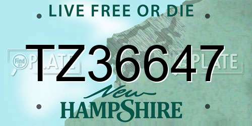 TZ36647 New Hampshire License Plate