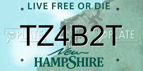 TZ4B2T New Hampshire License Plate