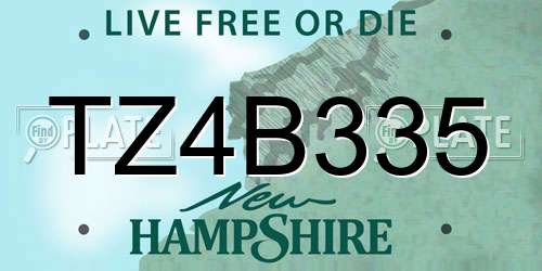 TZ4B335 New Hampshire License Plate