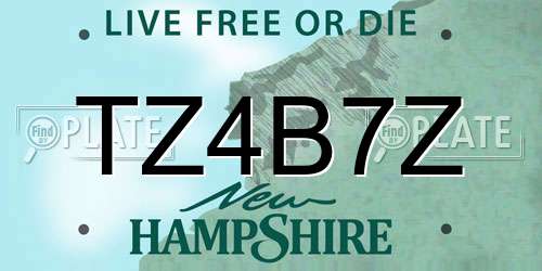 TZ4B7Z New Hampshire License Plate