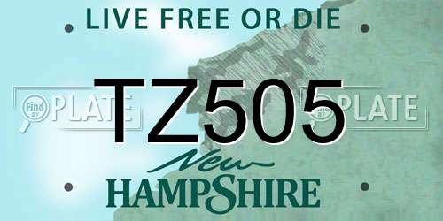 TZ505 New Hampshire License Plate