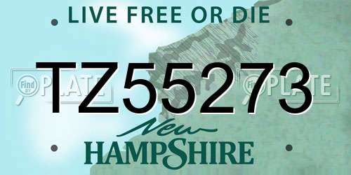 TZ55273 New Hampshire License Plate