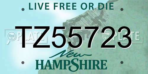 TZ55723 New Hampshire License Plate