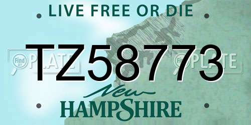 TZ58773 New Hampshire License Plate