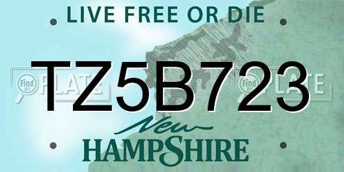 TZ5B723 New Hampshire License Plate
