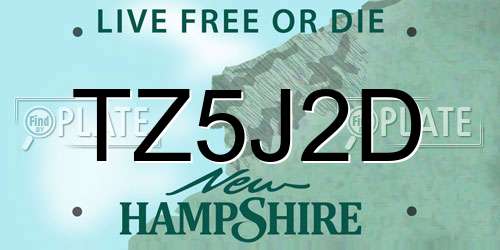 TZ5J2D New Hampshire License Plate