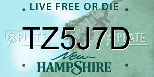 TZ5J7D New Hampshire License Plate
