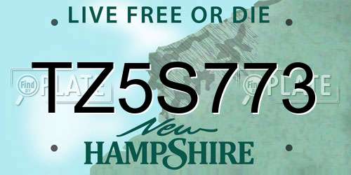 TZ5S773 New Hampshire License Plate
