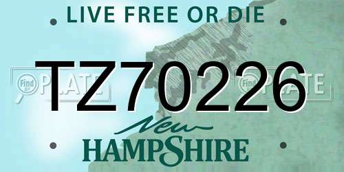 TZ70226 New Hampshire License Plate