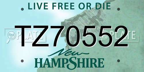 TZ70552 New Hampshire License Plate