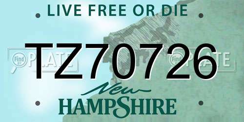 TZ70726 New Hampshire License Plate
