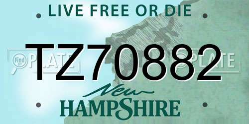 TZ70882 New Hampshire License Plate