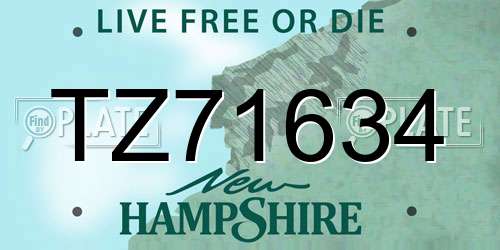 TZ71634 New Hampshire License Plate