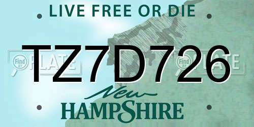 TZ7D726 New Hampshire License Plate