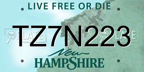 TZ7N223 New Hampshire License Plate