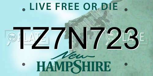 TZ7N723 New Hampshire License Plate