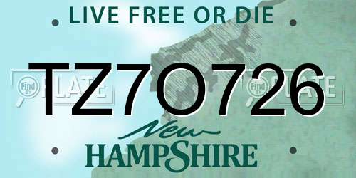 TZ7O726 New Hampshire License Plate
