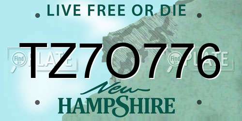 TZ7O776 New Hampshire License Plate