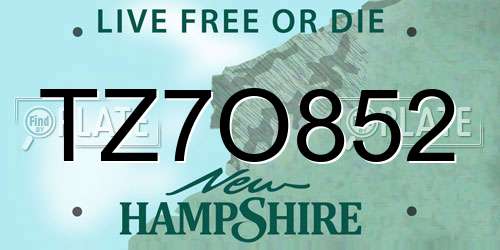 TZ7O852 New Hampshire License Plate