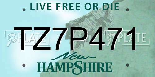 TZ7P471 New Hampshire License Plate