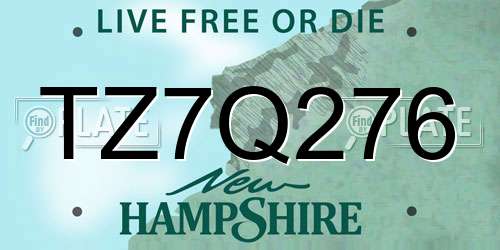 TZ7Q276 New Hampshire License Plate