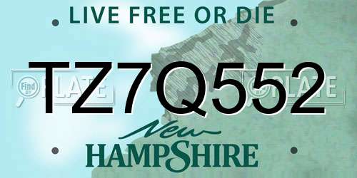 TZ7Q552 New Hampshire License Plate