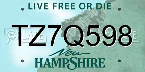 TZ7Q598 New Hampshire License Plate