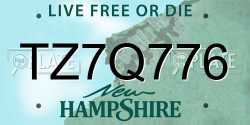 TZ7Q776 New Hampshire License Plate