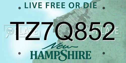 TZ7Q852 New Hampshire License Plate