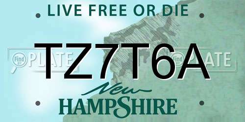 TZ7T6A New Hampshire License Plate