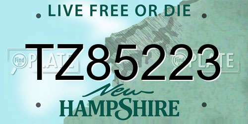 TZ85223 New Hampshire License Plate