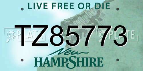 TZ85773 New Hampshire License Plate