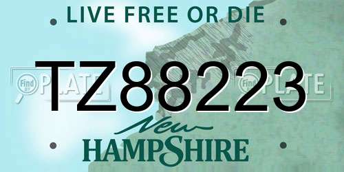 TZ88223 New Hampshire License Plate