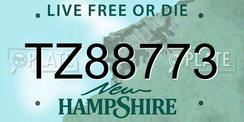 TZ88773 New Hampshire License Plate