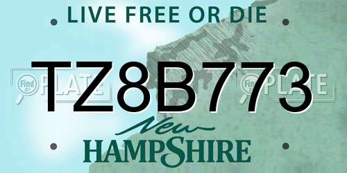 TZ8B773 New Hampshire License Plate