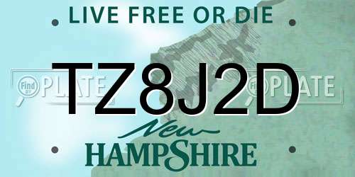 TZ8J2D New Hampshire License Plate