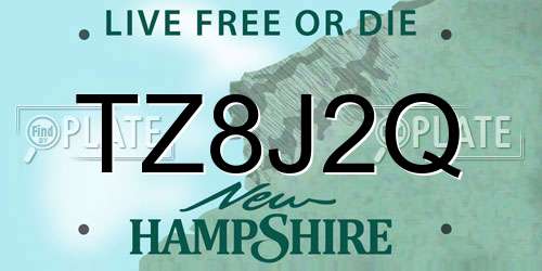 TZ8J2Q New Hampshire License Plate