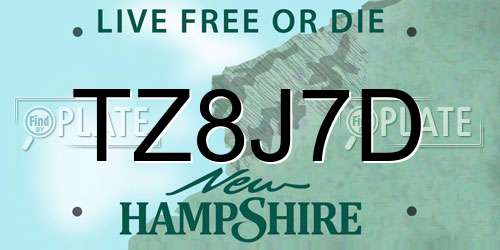 TZ8J7D New Hampshire License Plate