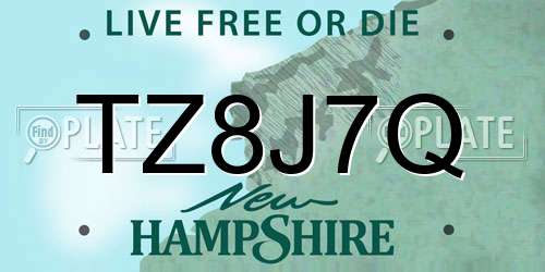 TZ8J7Q New Hampshire License Plate