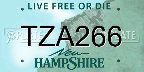 TZA266 New Hampshire License Plate